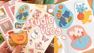 preparing SHOP UPDATE studio vlog  stickers prints suncatchers running small business | silent vlog