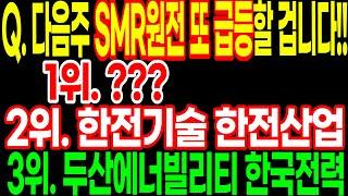 Q. 다음주 SMR원전 대장주, 또 급등할 겁니다!! 3위. 두산에너빌리티 한국전력 2위. 한전기술 한전산업 대망의 1위는??? ft.두식이주식tv