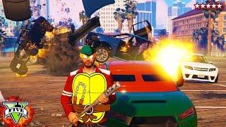 GTA 5 NINJA TURTLES!!! - Teenage Mutant Ninja Turtles BASE ATTACK (GTA 5)