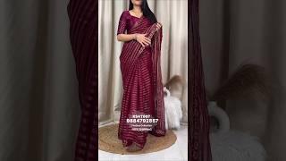 Diamond work chiffon saree collections with savroski work at satin blouse Code KSAT007 #trending