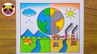 Environment Day Drawing / How to Draw World Environment Day Drawing / Save Environment Drawing