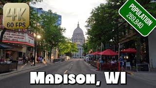 Driving Around Downtown Madison, Wisconsin in 4k Video