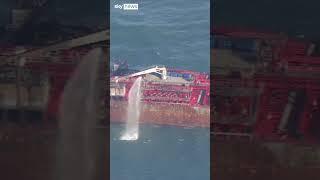 Aerial footage shows tanker damage