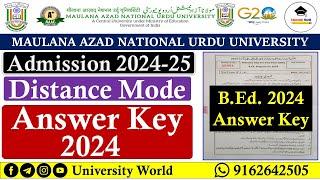 Manuu Distance B.Ed Answer Key 2024 @UniversityWorld