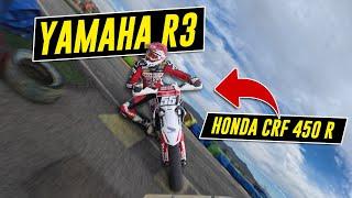 I try to keep up with a YAMAHA R3 with my SUPERMOTO!