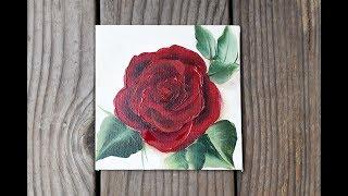 Easy Acrylic Paint a Red rose  - Painting a Day #2