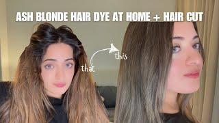 HAIR DYE at HOME from BRASSY Orange to ASH Blonde hair | haircut tutorial EASY & SIMPLE!