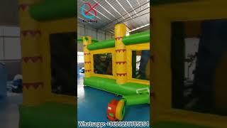 Commercial Grade Outdoor Inflatable Combo Zoo Giraffe Inflatable Bounce House With Slide Funny