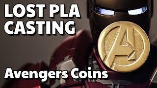 AVENGERS COIN Lost PLA Casting  - from 3D print to bronze coin with my home furnace