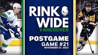 RINK WIDE POST-GAME: Vancouver Canucks at Pittsburgh Penguins | Game 21 - Nov. 27, 2024