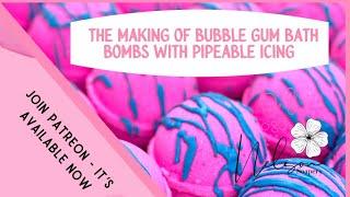 The making of bubble gum bath bombs with piping