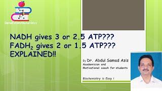 NADH FADH2 and ATP generation explained by Dr.  Abdul Samad Aziz