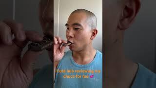 I asked my hub for a non biased review on my new chocolate bar 