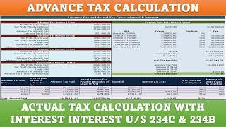 Advance Tax and Actual Tax Calculation with Interest u/s 234C and u/s 234B