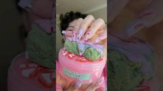  Strawberry Matcha Slime ASMR ️ #asmr #slimeasmr #slime