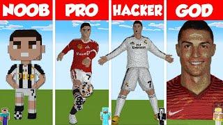 Minecraft CRISTIANO RONALDO STATUE HOUSE BUILD CHALLENGE - NOOB vs PRO vs HACKER vs GOD / Animation