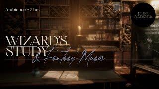 COZY LIBRARY ASMR AMBIENCE ୭ DARK ACADEMIA OLD MAGE'S WIZARD STUDY ୭ 3hrs ️