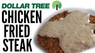 $1 CHICKEN FRIED STEAK & homemade gravy | DOLLAR STORE Taste Test