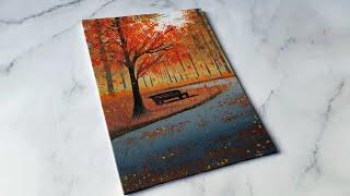 Autumn painting idea  easy acrylic painting for beginners ️