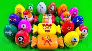 Rainbows Eggs  Hunting Numberblocks in Big Candy with Rainbow SLIME Colorful! Satisfying, ASMR