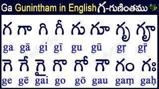 Ga Gunintham in English | How to write Ga gunintham |గ గుణింతం | Learn telugu #guninthalu in English