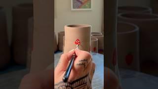 Hand painted means each mushroom is unique #pottery #ceramics #mushroom #mushroomart #underglaze