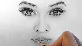 How to draw, shade realistic eyes, nose and lips with graphite pencils | Step by Step