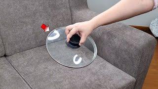 Use the frying pan lid on the couch and make it like new!