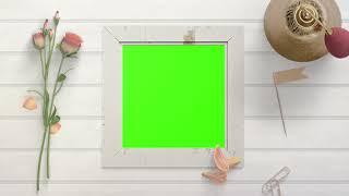 beautiful photo frame with Flower green screen template video, no copyright free video, NP Creative