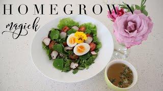 Relaxing harvest and making a Green salad || ASMR || Green Magick