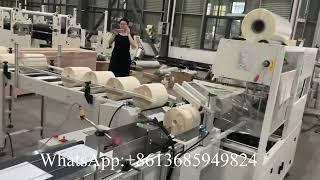 Best sale maxi roll kitchen towel shrink packing machine with automatic handle application