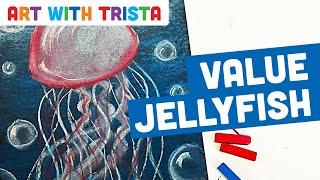 How to Use Chalk Pastels to Create a Jellyfish With Value Art Lesson - Art With Trista