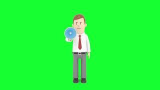 3D Character Megaphone Animation - Green Screen Video - Stock Video Footage - No Copyright Videos