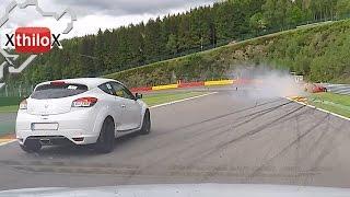 Corvette + Ferrari crash - SPA francorchamps Trackday - Seat Leon Cupra + Megane RS