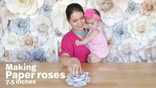 Making paper roses- 7.5 inch paper rose reference tutorial video