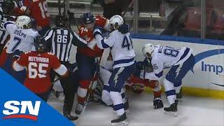 Daniel Walcott Fights Kevin Connauton In First NHL Game After Mason Marchment Dumps Jan Rutta