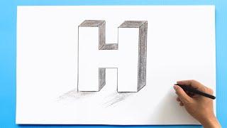 3D Letter Drawing - H