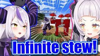 Laplus & Shion were BAFFLED by mushroom cow's efficiency - Minecraft Skyblock 【ENG Sub Hololive】