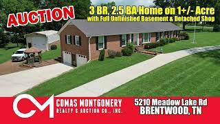 AUCTION: 10/7/23 in Brentwood: 3 BR, 2.5 BA on 1+/- Acre with Unfinished Basement and Detached Shop