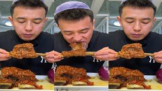 ASMR MUKBANG STEAK WITH SPICY GARLIC SAUCE EATING SHOW