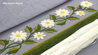 So Pretty White Flower Embroidery Design, Miss Anjiara Begum Needle Work