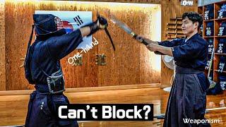 Can't block a TWO-handed sword with one hand?