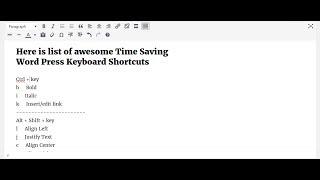 How to use the WordPress Editor Formatting and Keyboard Shortcuts for Text Formatting
