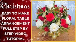 Christmas Floral Display Full Tutorial Flower Arrangement #christmas #christmasdecor #tutorial