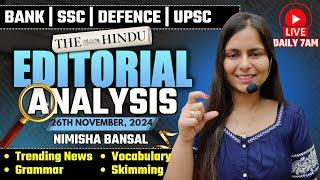 Editorial Analysis | 26th November, 2024 | Vocab, Grammar, Reading, Skimming | Nimisha Bansal