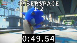 Sonic Frontiers - Cyberspace 1-2 Speedrun S-Rank [00:49.54]