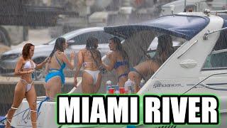 RAIN or SHINE the PARTY Never Stops at MIAMI RIVER! | DroneViewHD