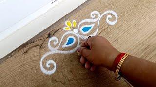 Festival rangoli border designs | Easy border muggulu | Door rangoli | Simple side kolam designs