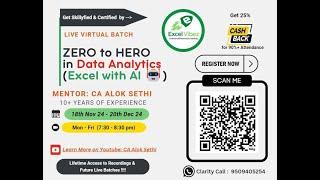 Excel with AI Course - Zero to Hero - Day 1|| CA Alok A Sethi