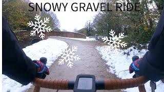 snowy gravel ride down chesterfield canal.